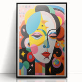 Electric Wall Art: Vibrant Abstract Face Design - Modern Electric Decor