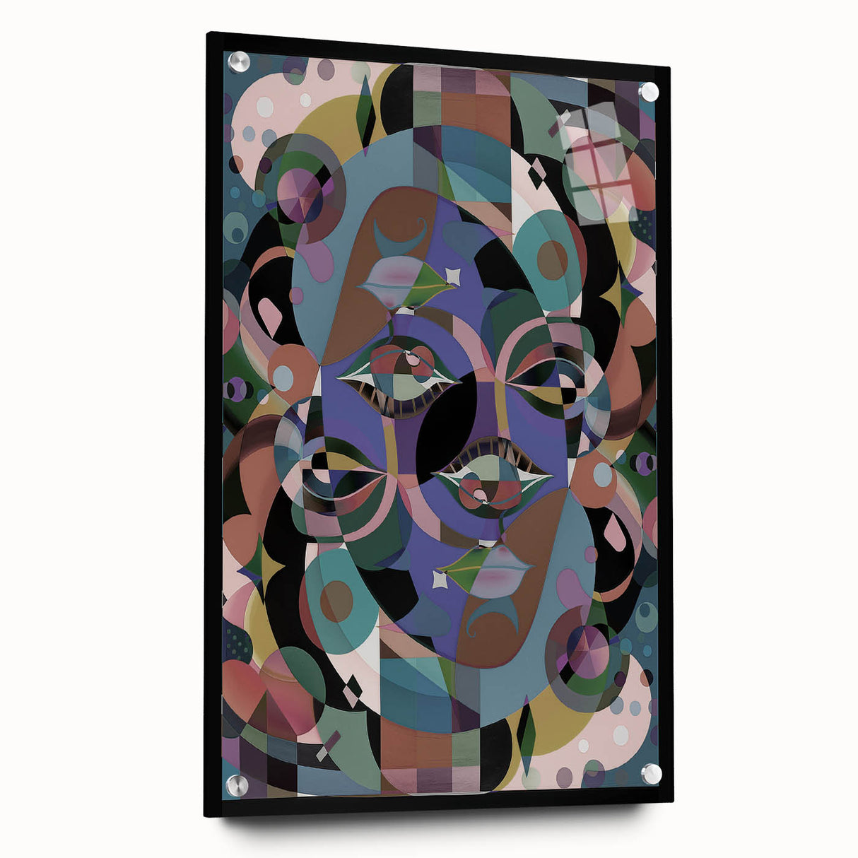 Electric Wall Art: Multi-Dimensional Abstract Face - Modern Electric Decor