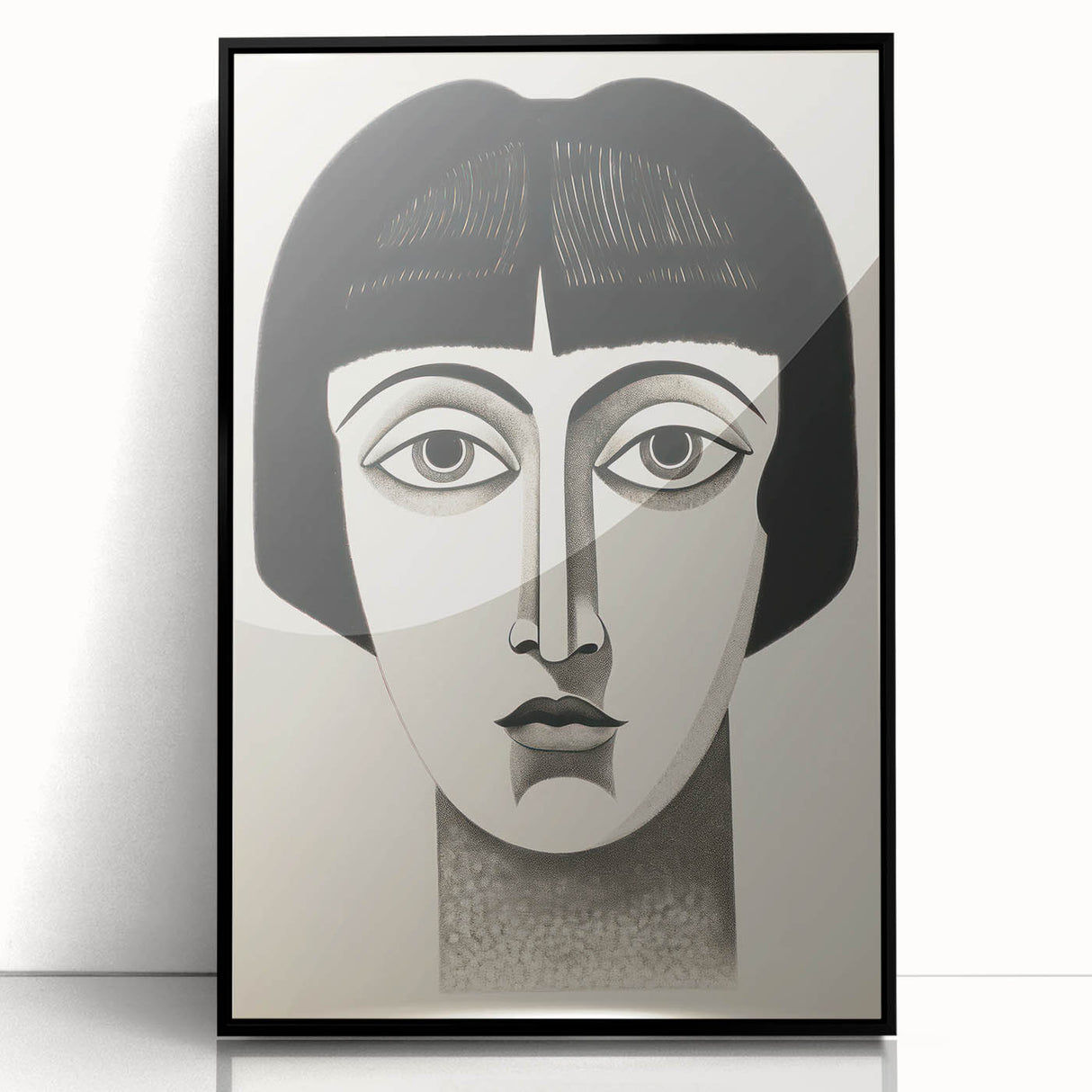 Abstract Electric Portrait Canvas - Black and White Modern Wall Art