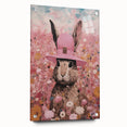 Electric Wall Art: Whimsical Rabbit in Pink Hat - Modern Electric Decor