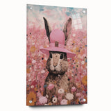 Electric Wall Art: Whimsical Rabbit in Pink Hat - Modern Electric Decor