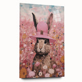 Electric Wall Art: Whimsical Rabbit in Pink Hat - Modern Electric Decor
