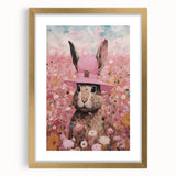 Electric Wall Art: Whimsical Rabbit in Pink Hat - Modern Electric Decor
