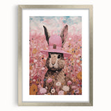 Electric Wall Art: Whimsical Rabbit in Pink Hat - Modern Electric Decor
