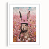 Electric Wall Art: Whimsical Rabbit in Pink Hat - Modern Electric Decor