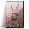 Electric Wall Art: Whimsical Rabbit in Pink Hat - Modern Electric Decor