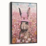 Electric Wall Art: Whimsical Rabbit in Pink Hat - Modern Electric Decor