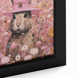 Electric Wall Art: Whimsical Rabbit in Pink Hat - Modern Electric Decor