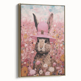 Electric Wall Art: Whimsical Rabbit in Pink Hat - Modern Electric Decor