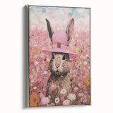 Electric Wall Art: Whimsical Rabbit in Pink Hat - Modern Electric Decor