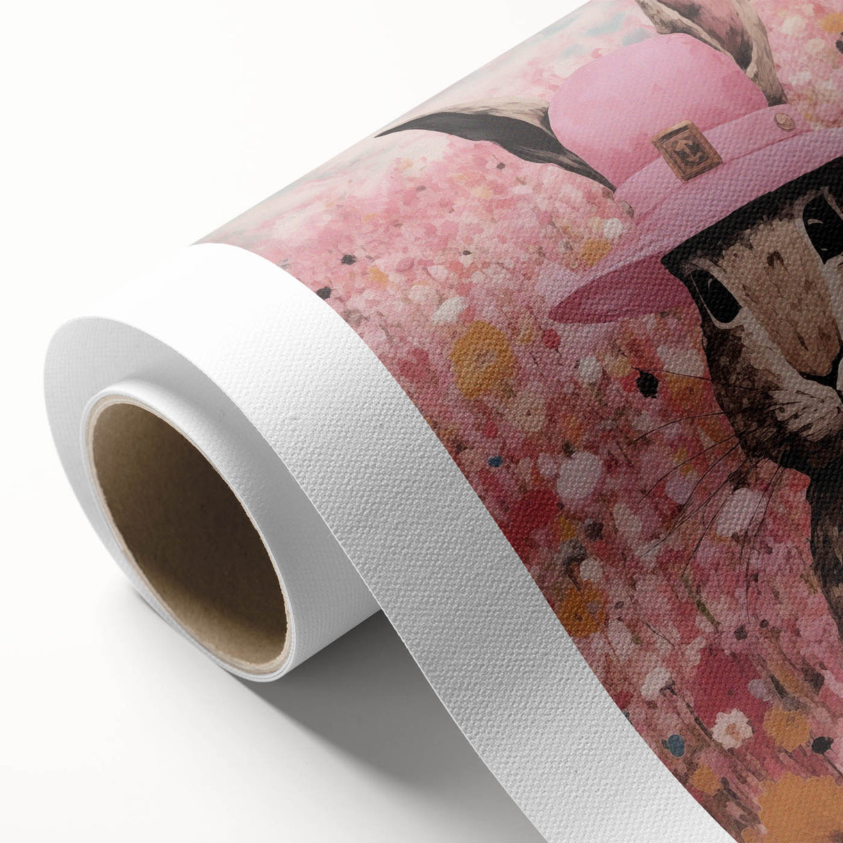 Electric Wall Art: Whimsical Rabbit in Pink Hat - Modern Electric Decor