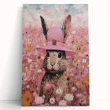 Electric Wall Art: Whimsical Rabbit in Pink Hat - Modern Electric Decor