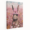Electric Wall Art: Whimsical Rabbit in Pink Hat - Modern Electric Decor