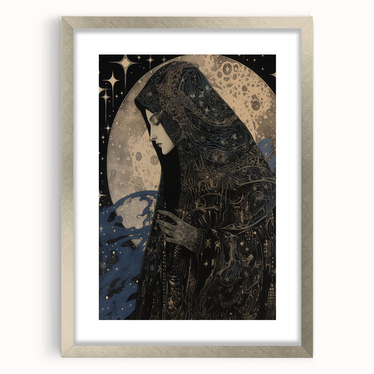 Electric Wall Art: Celestial Moon Priestess - Modern Electric Decor