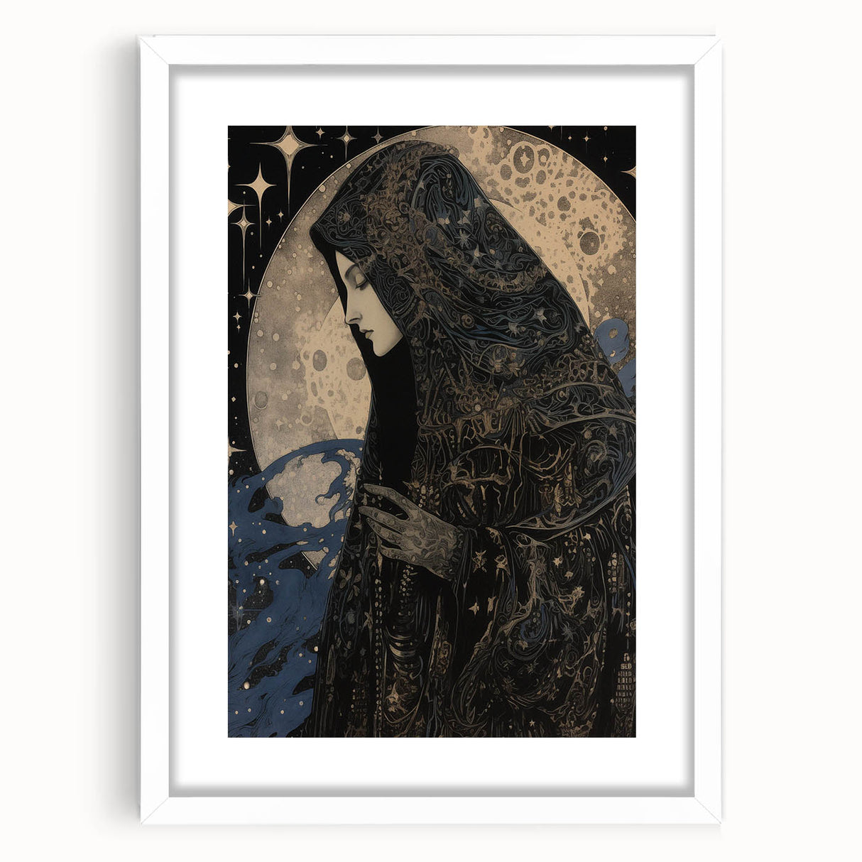 Electric Wall Art: Celestial Moon Priestess - Modern Electric Decor