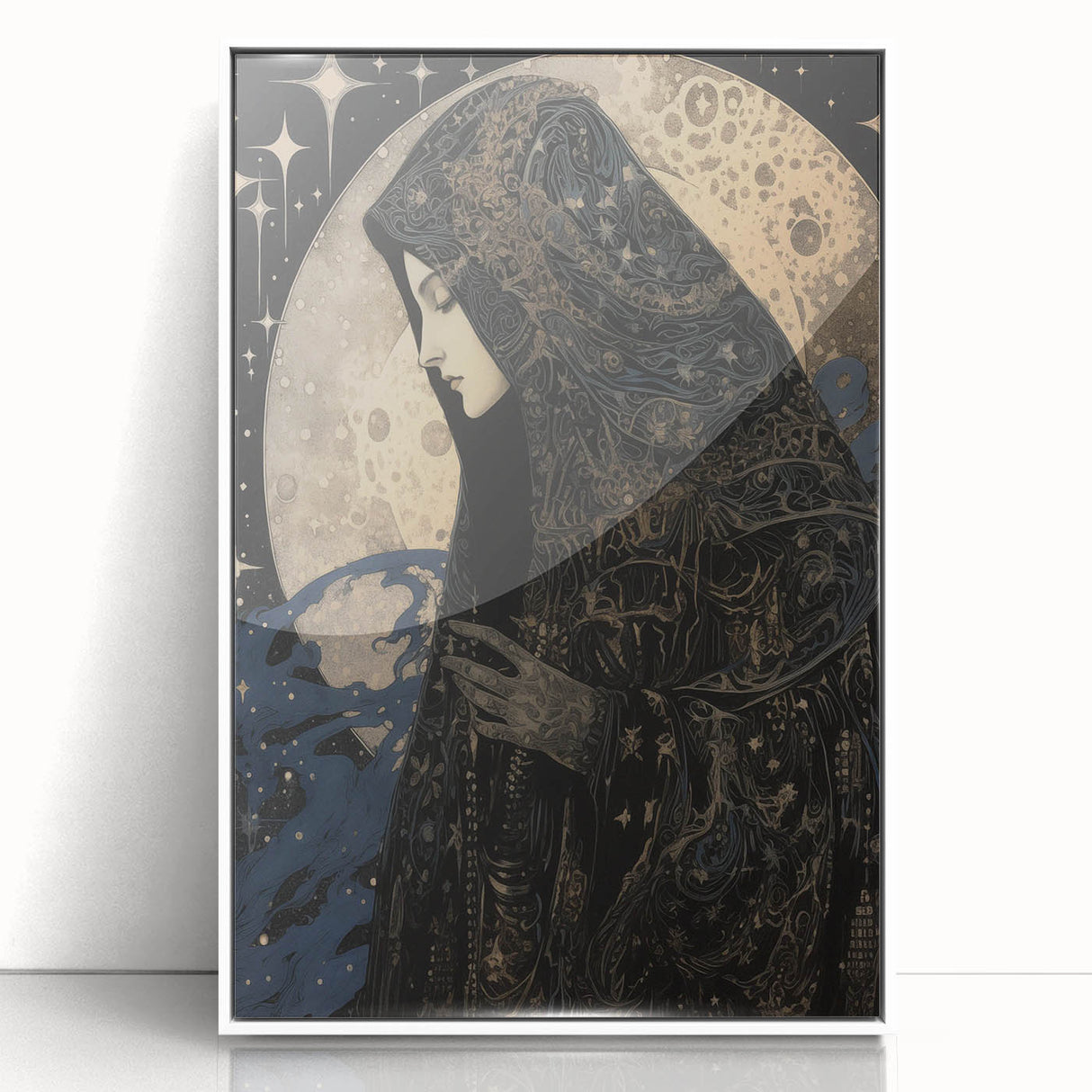 Electric Wall Art: Celestial Moon Priestess - Modern Electric Decor