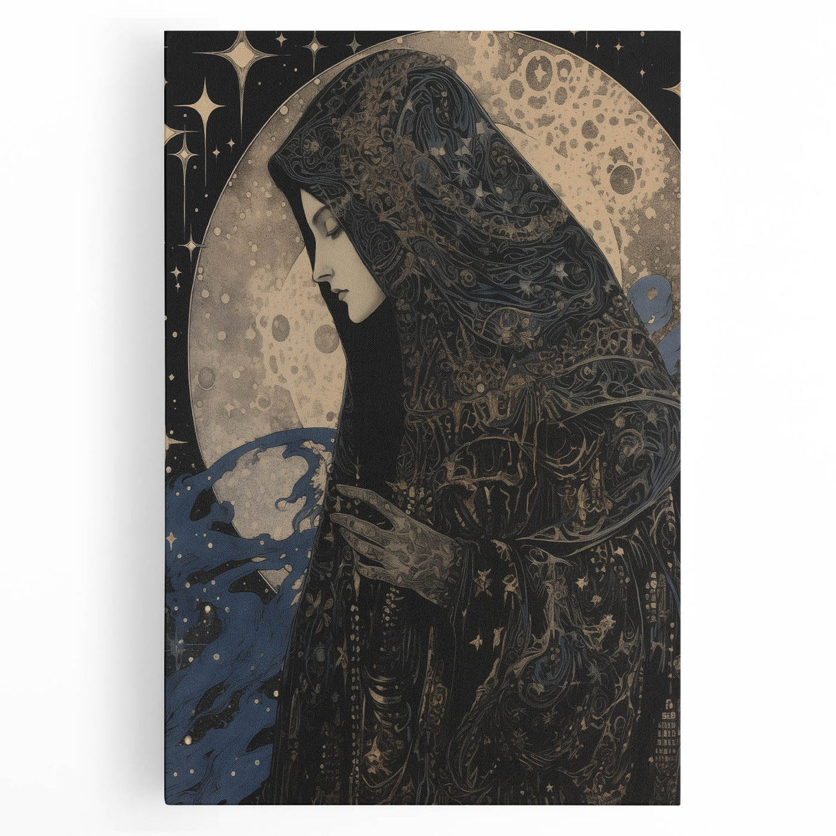 Electric Wall Art: Celestial Moon Priestess - Modern Electric Decor