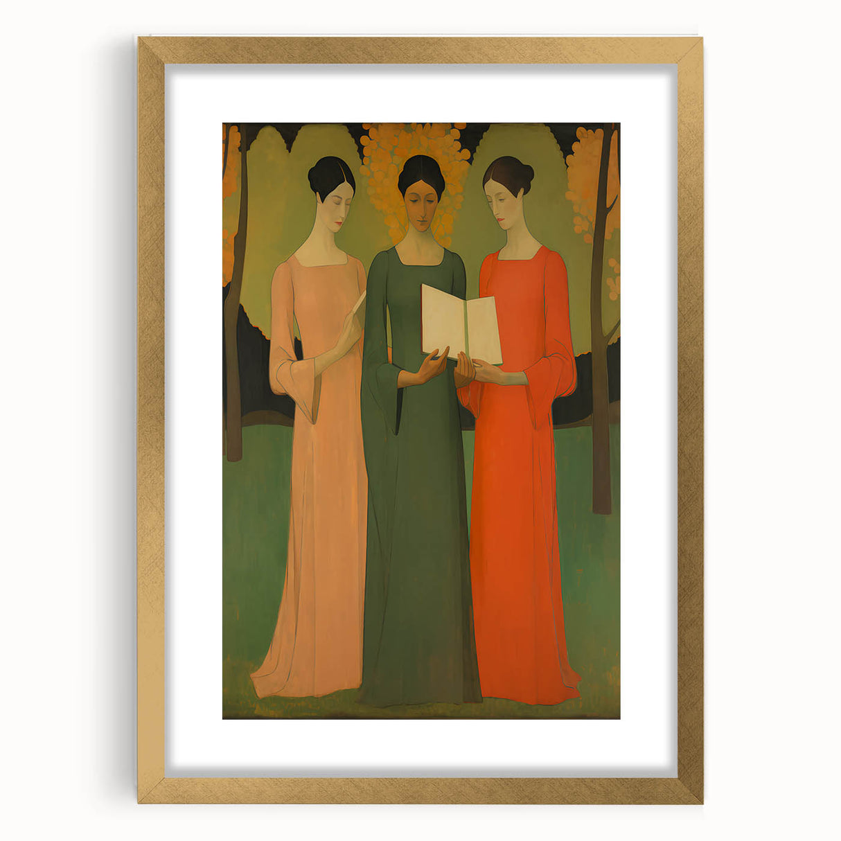 Electric Wall Art: Serene Trio of Women - Modern Electric Decor