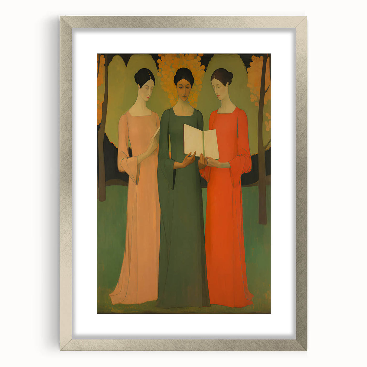 Electric Wall Art: Serene Trio of Women - Modern Electric Decor