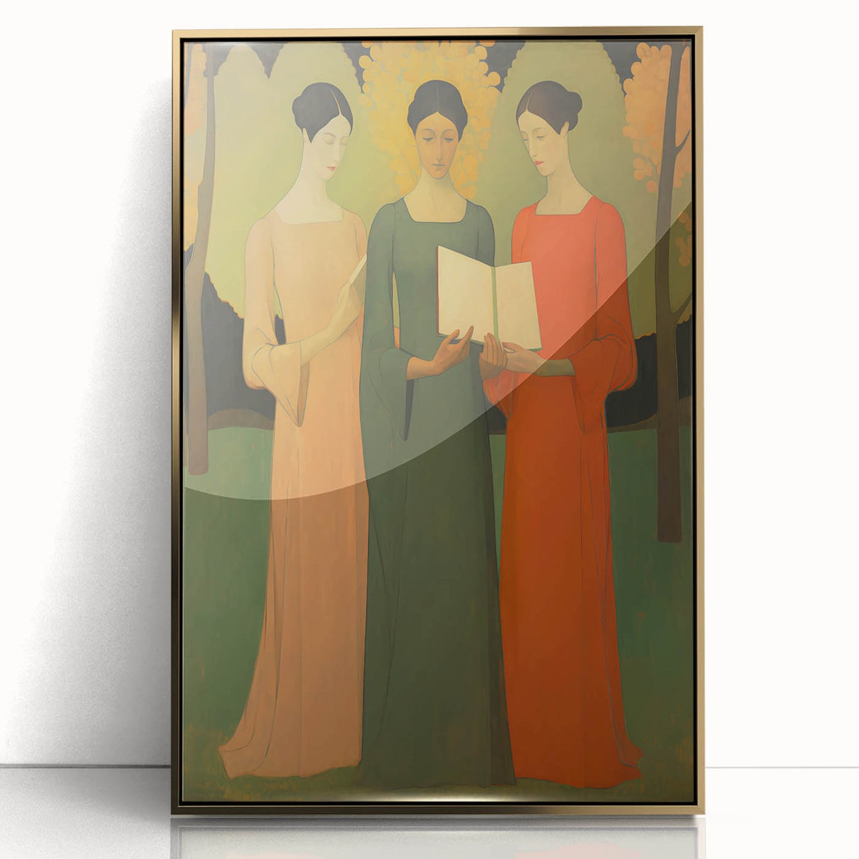 Electric Wall Art: Serene Trio of Women - Modern Electric Decor