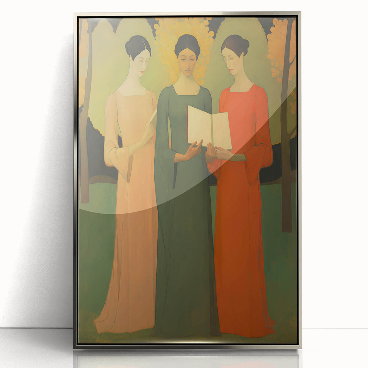 Electric Wall Art: Serene Trio of Women - Modern Electric Decor