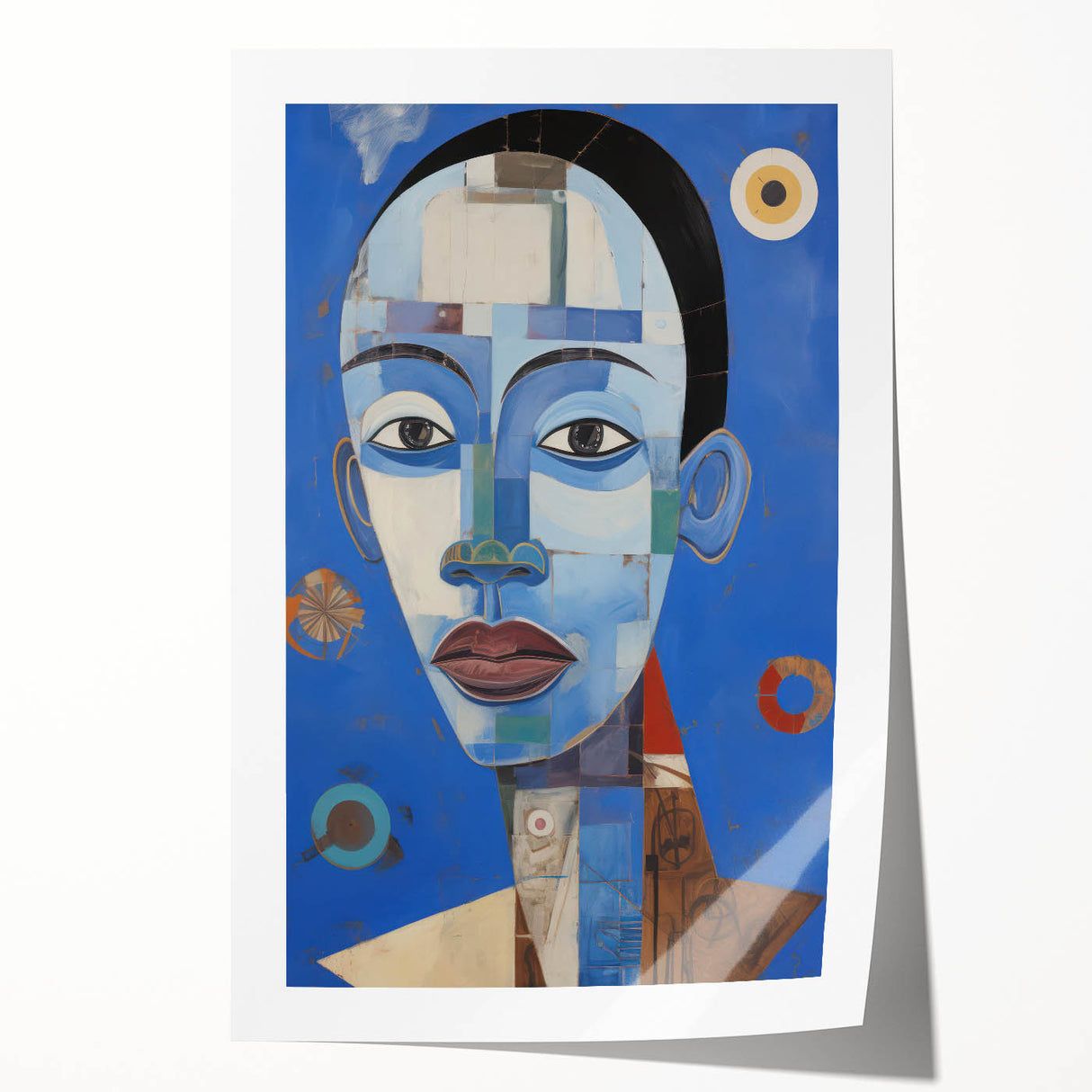 Electric Blue Abstract Portrait Canvas - Modern Vibrant Wall Art Decor