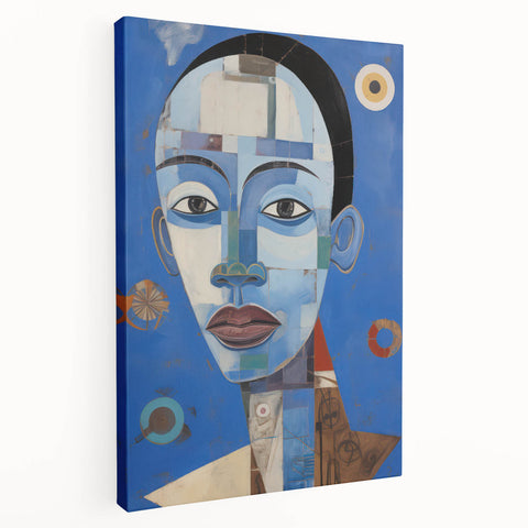 Electric Blue Abstract Portrait Canvas - Modern Vibrant Wall Art Decor