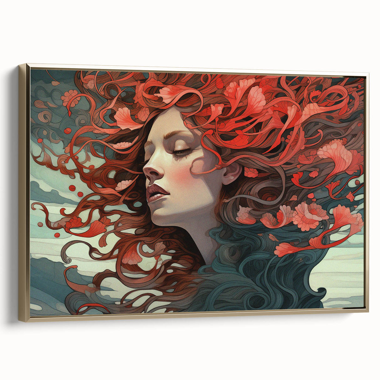 Electric Wall Art - Dreamy Abstract Portrait Painting - Modern Decor