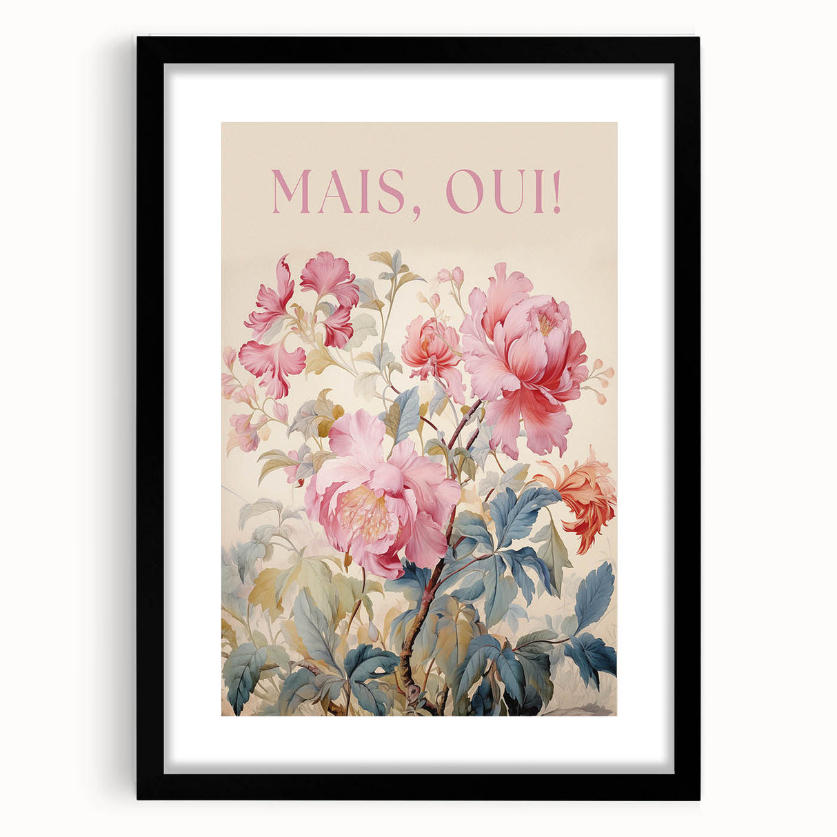 Electric Wall Art - Elegant Floral Painting with Typography - Modern Decor