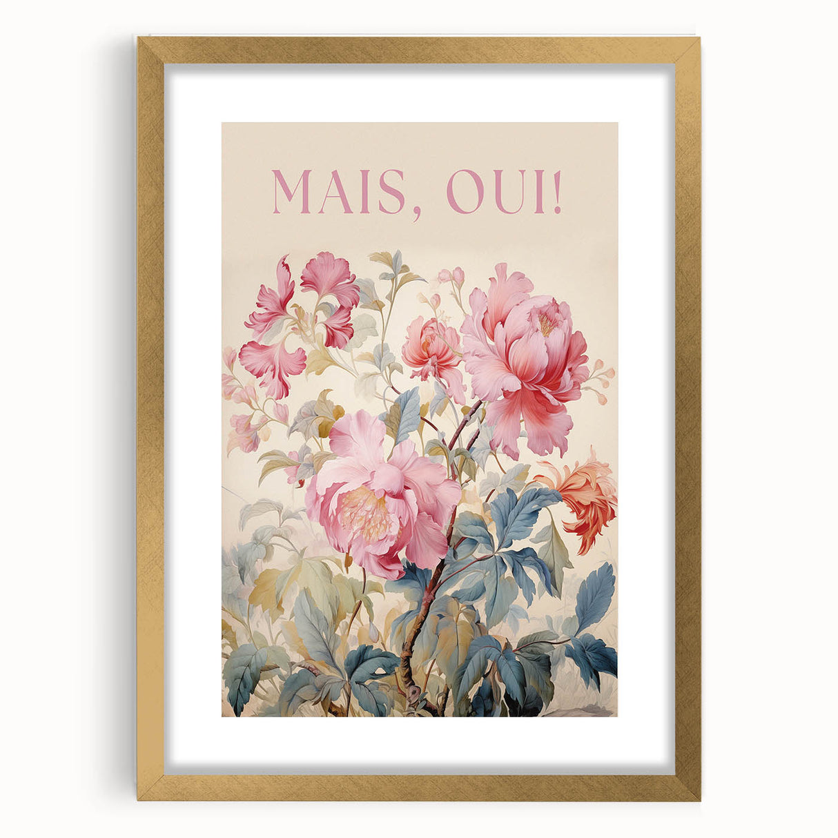 Electric Wall Art - Elegant Floral Painting with Typography - Modern Decor