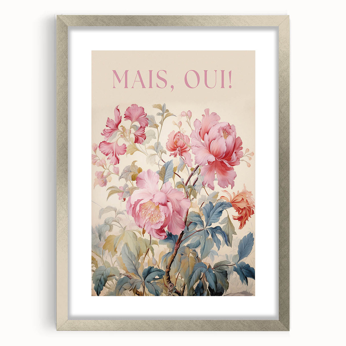 Electric Wall Art - Elegant Floral Painting with Typography - Modern Decor