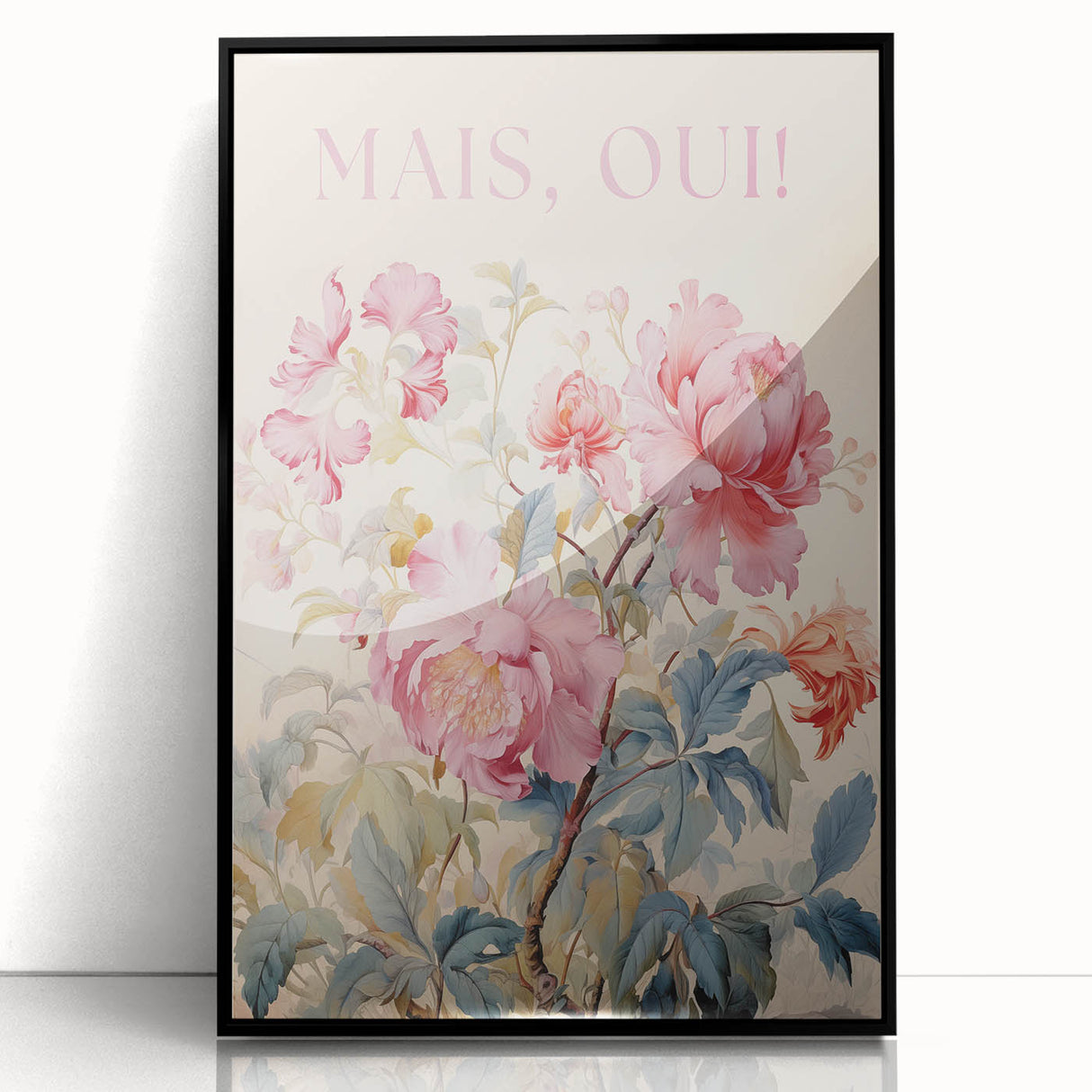 Electric Wall Art - Elegant Floral Painting with Typography - Modern Decor