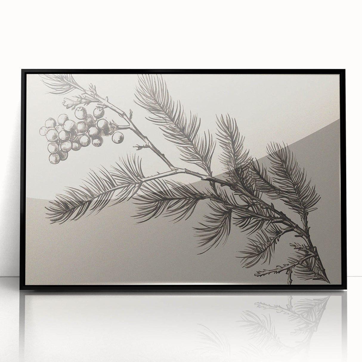 Electric Wall Art - Botanical Sketch of Pine Branch - Minimalist Decor