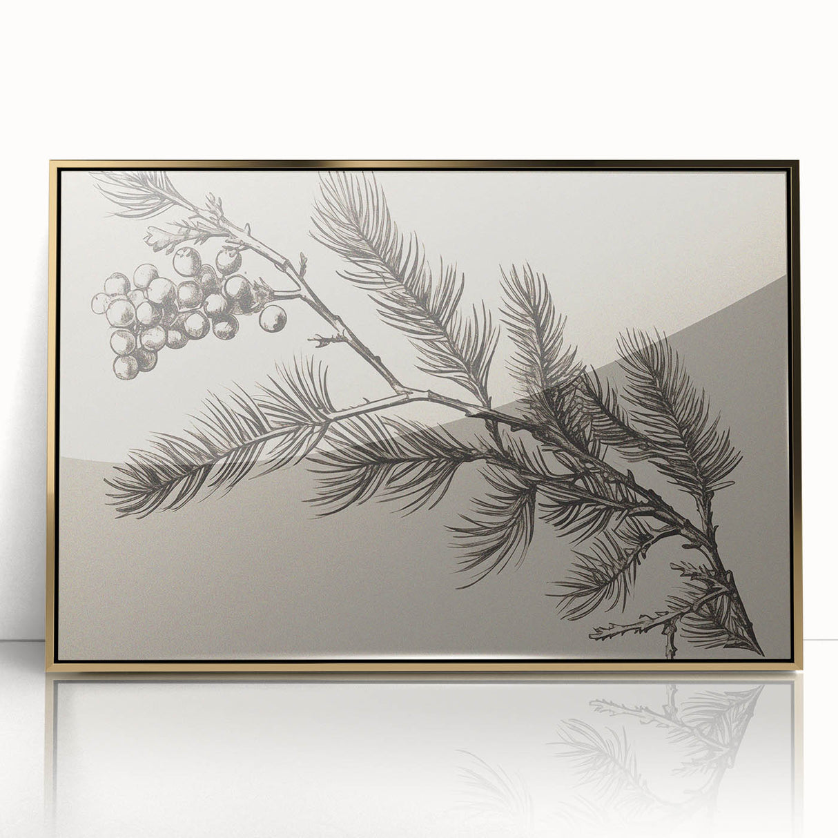 Electric Wall Art - Botanical Sketch of Pine Branch - Minimalist Decor