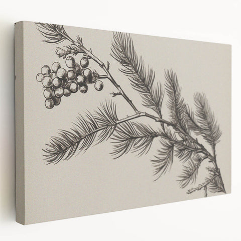 Electric Wall Art - Botanical Sketch of Pine Branch - Minimalist Decor