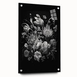 Electric Wall Art - Dark Floral Black and White Painting - Moody Decor