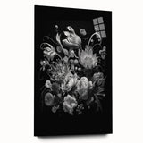 Electric Wall Art - Dark Floral Black and White Painting - Moody Decor