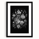Electric Wall Art - Dark Floral Black and White Painting - Moody Decor