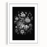 Electric Wall Art - Dark Floral Black and White Painting - Moody Decor