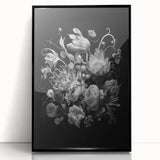 Electric Wall Art - Dark Floral Black and White Painting - Moody Decor