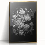 Electric Wall Art - Dark Floral Black and White Painting - Moody Decor