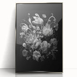 Electric Wall Art - Dark Floral Black and White Painting - Moody Decor