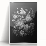 Electric Wall Art - Dark Floral Black and White Painting - Moody Decor