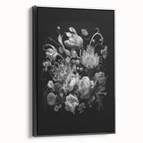 Electric Wall Art - Dark Floral Black and White Painting - Moody Decor