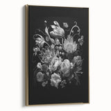 Electric Wall Art - Dark Floral Black and White Painting - Moody Decor