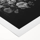 Electric Wall Art - Dark Floral Black and White Painting - Moody Decor