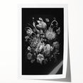 Electric Wall Art - Dark Floral Black and White Painting - Moody Decor