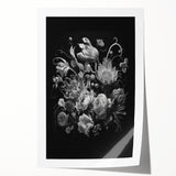 Electric Wall Art - Dark Floral Black and White Painting - Moody Decor