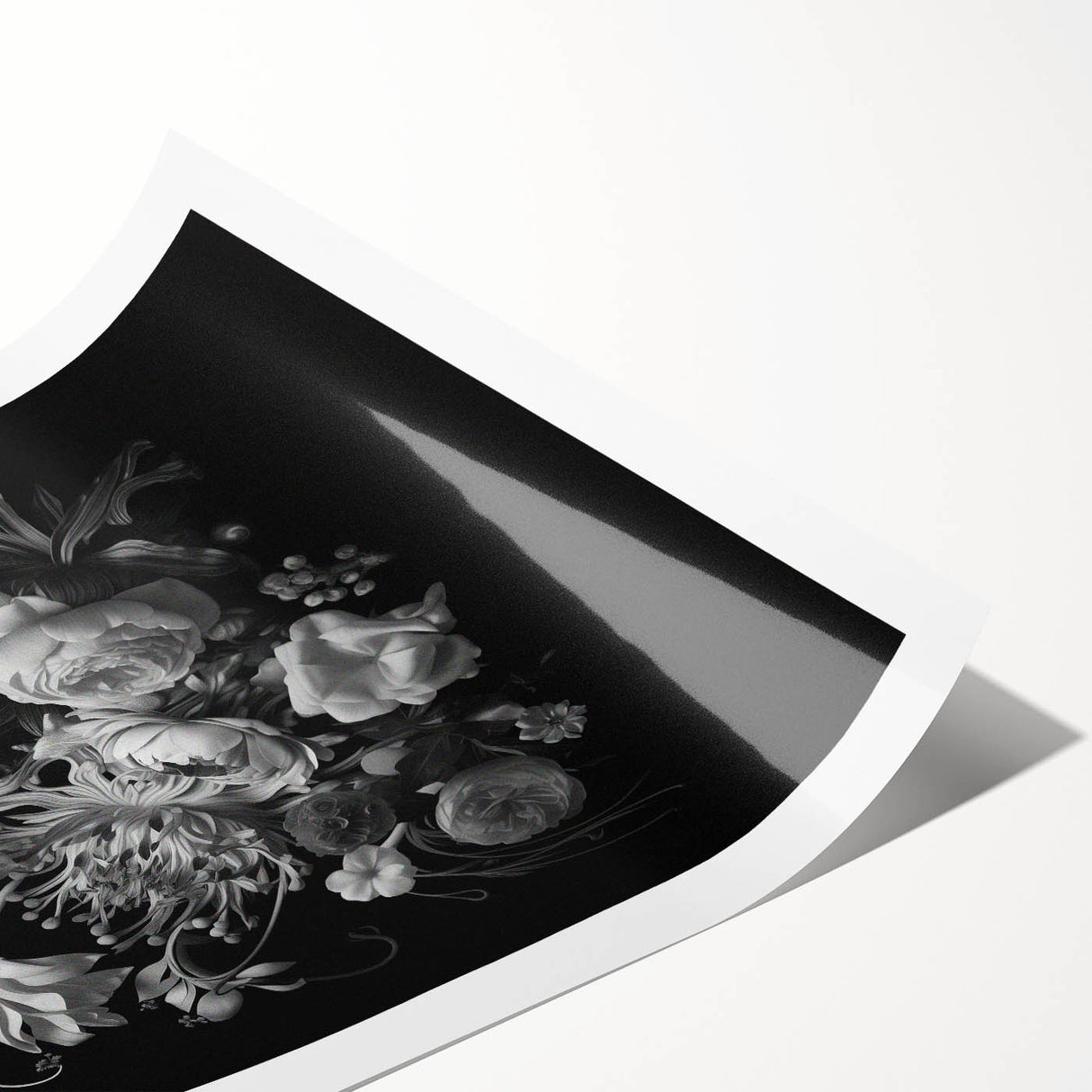 Electric Wall Art - Dark Floral Black and White Painting - Moody Decor