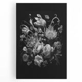 Electric Wall Art - Dark Floral Black and White Painting - Moody Decor